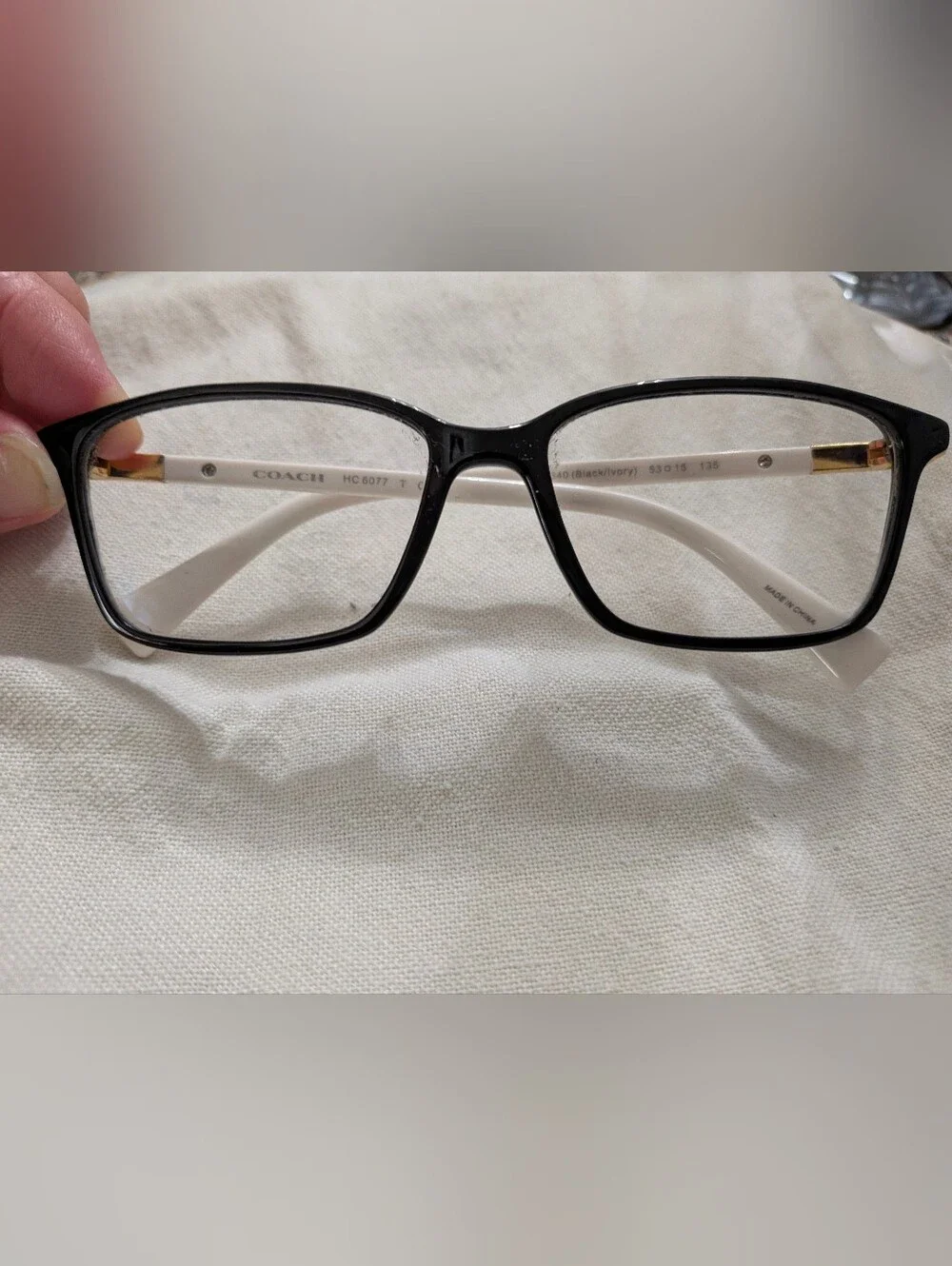 COACH Women’s Black and Ivory Rectangular Eyeglass Frames